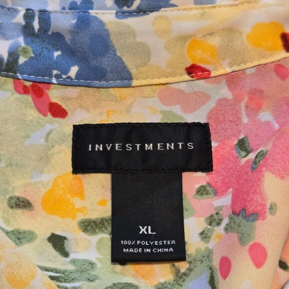 Investments Long Sleeve Button Front Pastel Floral Print Women's Shirt Size XL - Picture 5 of 5
